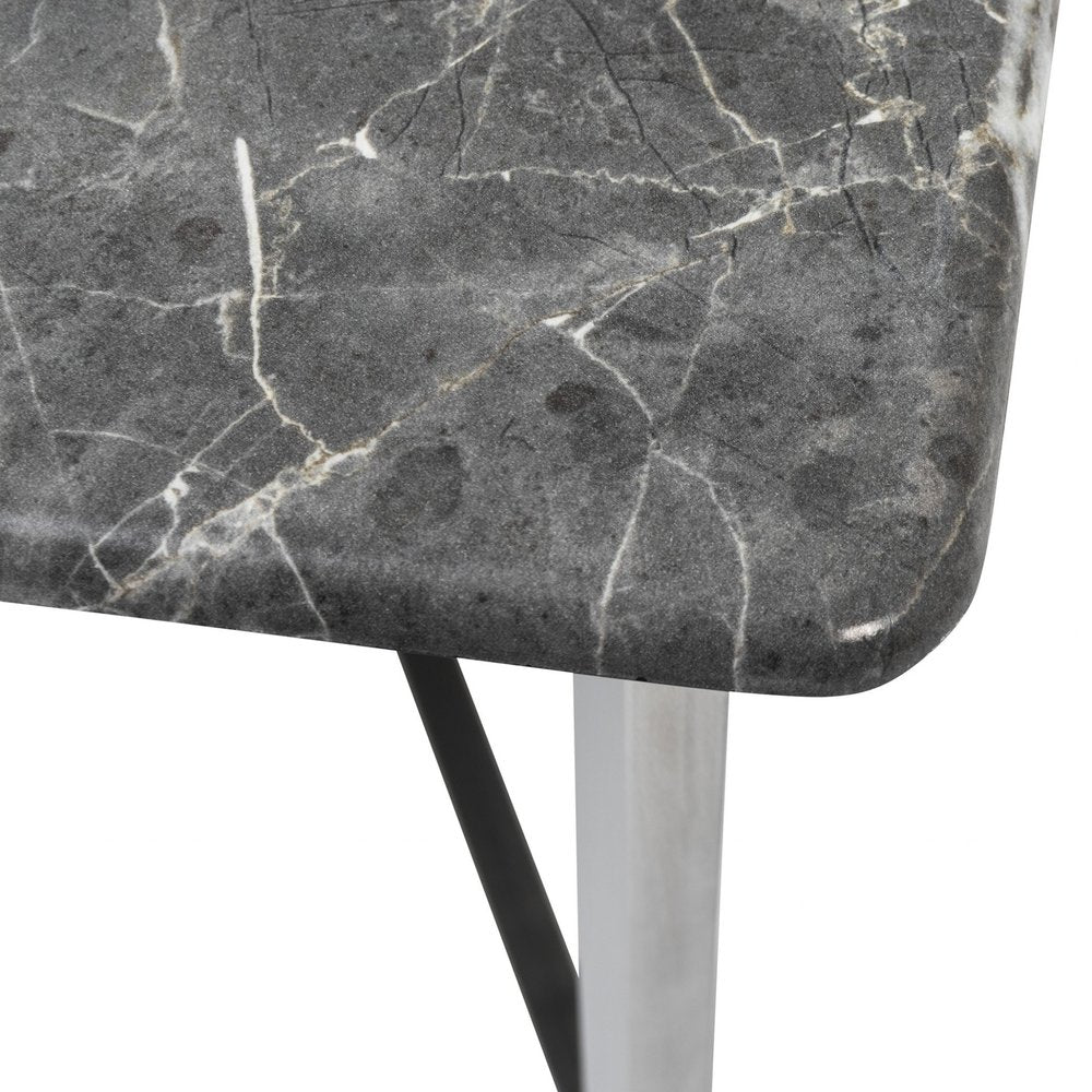 47" Black and Silver Wood And Metal Cross Legs Coffee Table