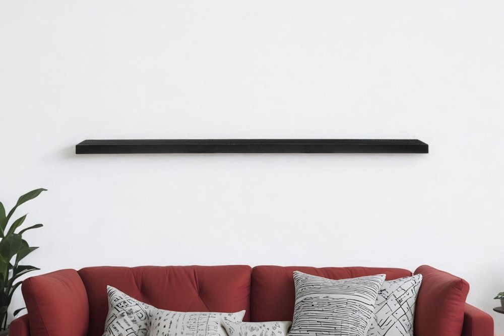 75" Black Wooden Wall Mounted Floating Shelf