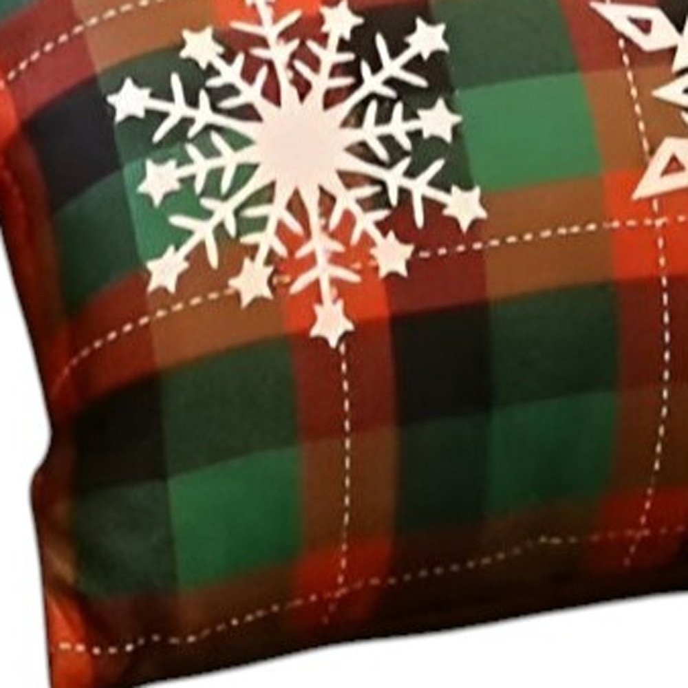 Set of 2 Christmas Snowflake Trio Plaid Lumbar Pillow Covers