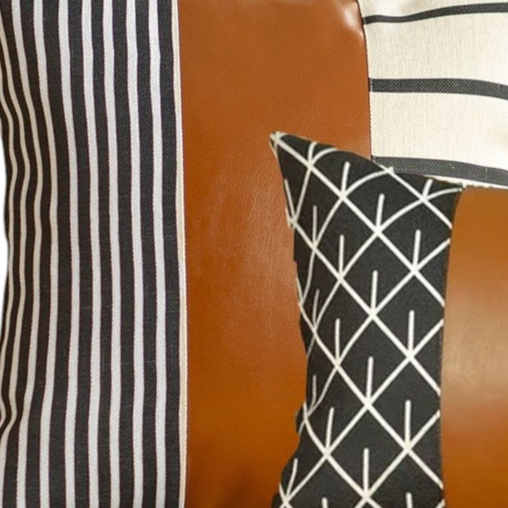 Set of 2 Brown Boho Geometric Throw Pillow Covers