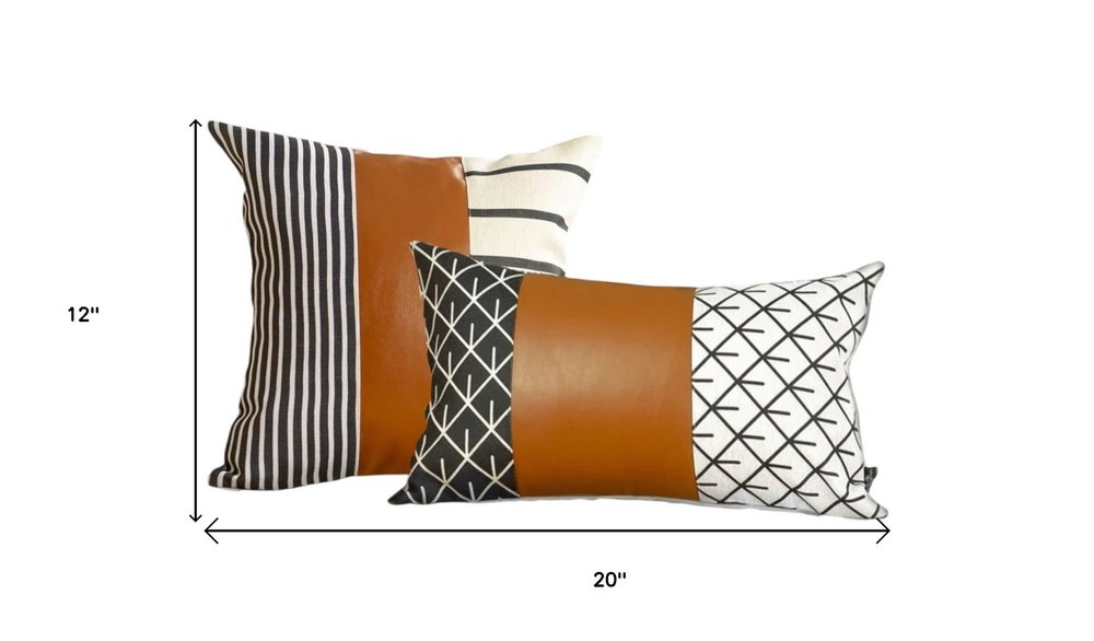 Set of 2 Brown Boho Geometric Throw Pillow Covers