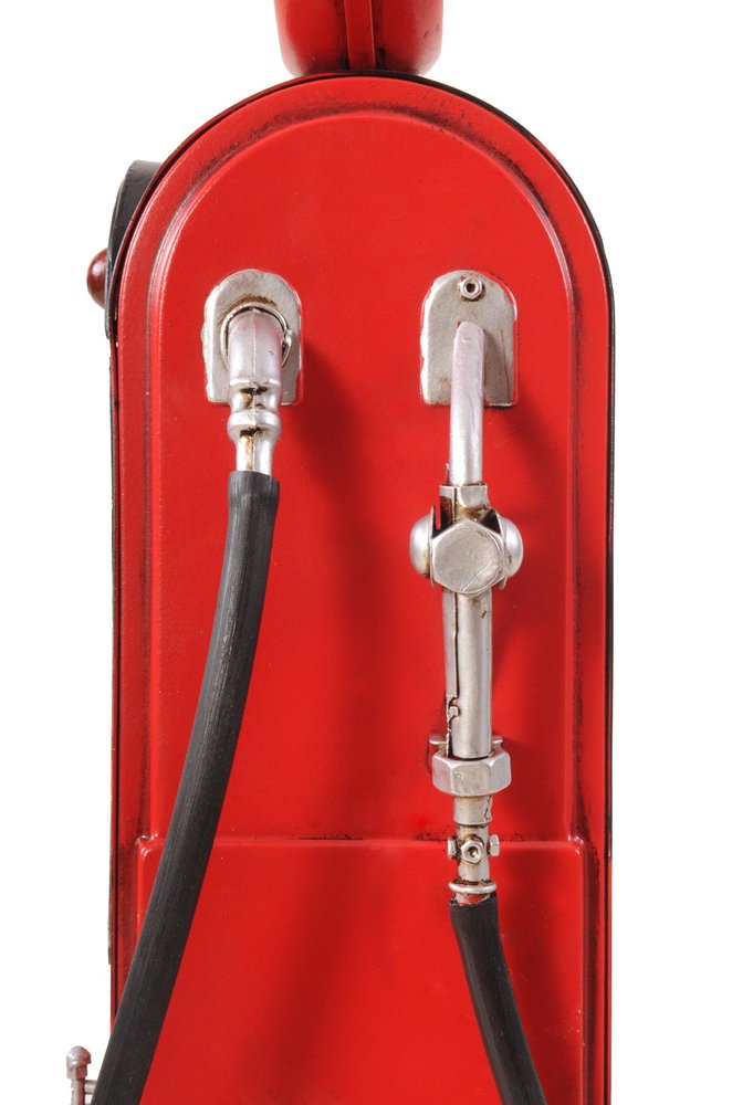 21" Red Metal Hand Painted Gas Pump Clock Sculpture