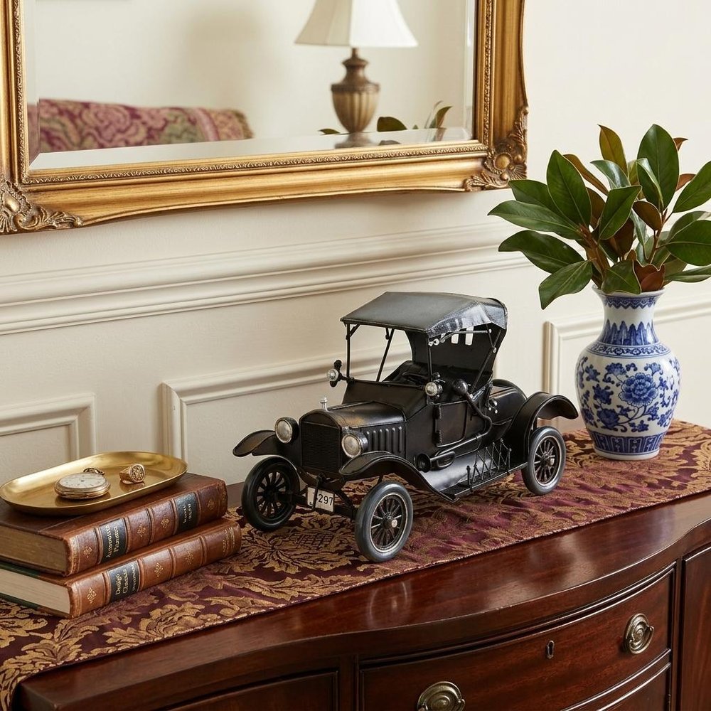 12" Black Metal c1908 Ford Model Car Tabletop Sculpture
