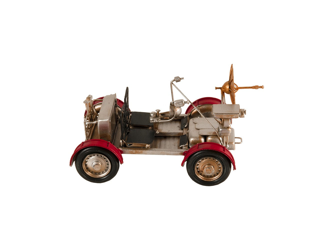 5" Red And Silver Metal Hand Painted Model Car Tabletop Sculpture