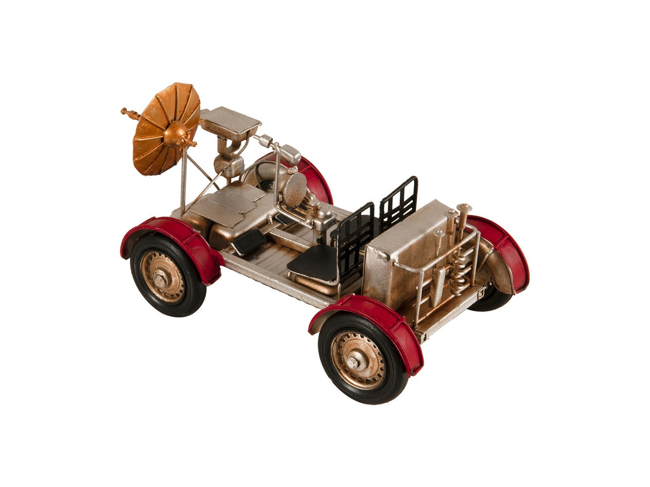 5" Red And Silver Metal Hand Painted Model Car Tabletop Sculpture