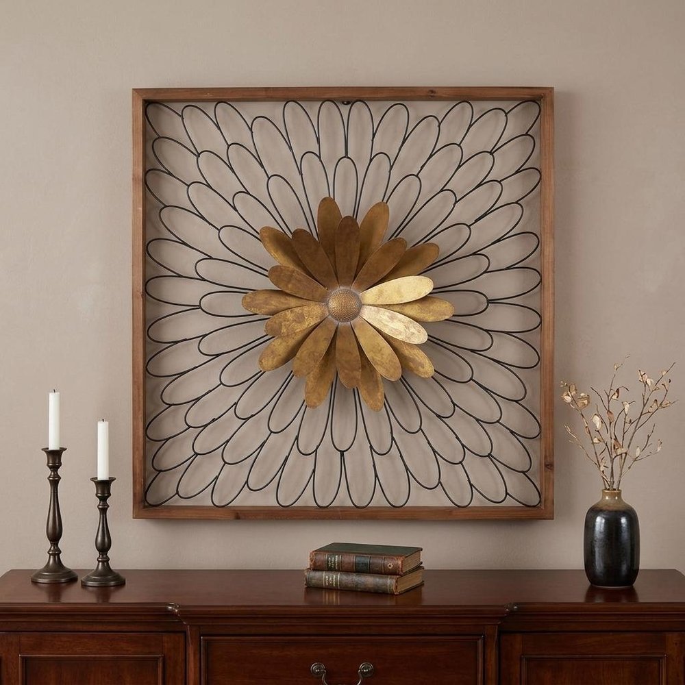 30" X 2" Black Iron Square Framed Art