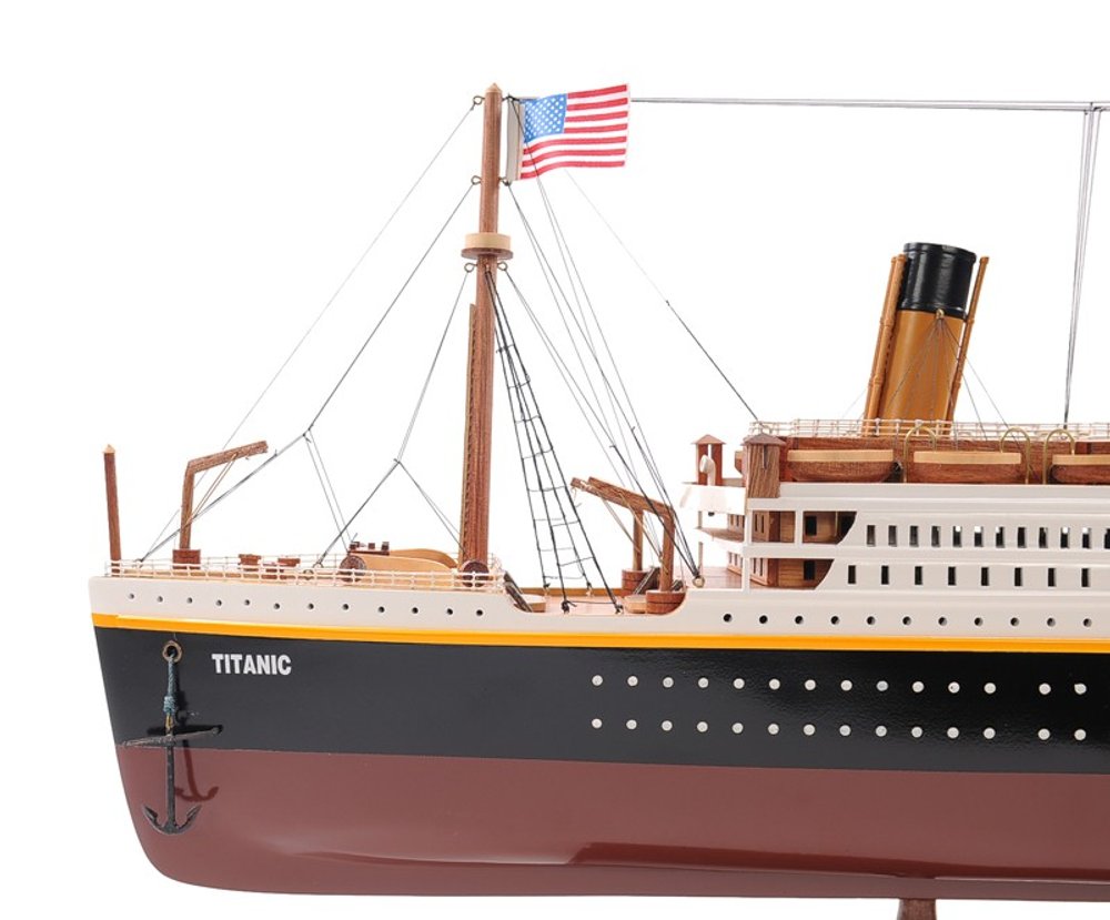 14" Black and Red Solid Wood Hand Painted 1912 RMS Titanic Large Model Boat