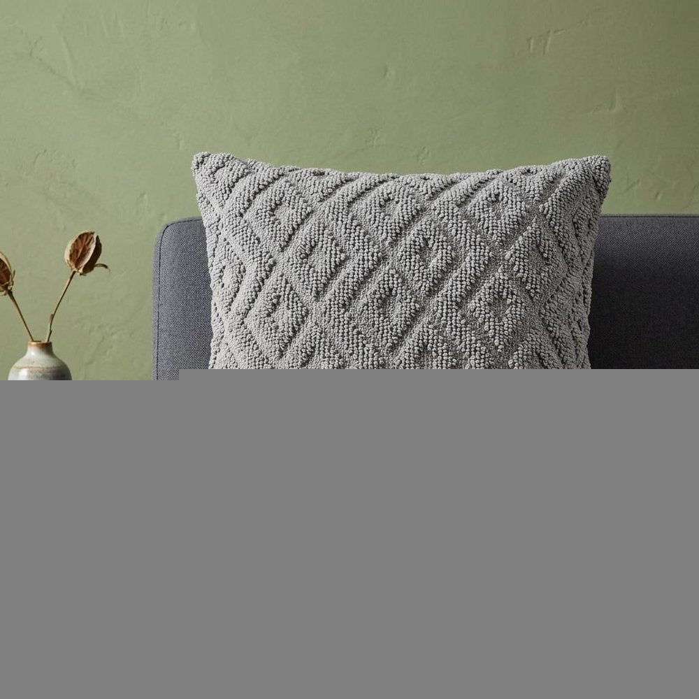 Jacquard Diamond Pattern Decorative Gray Throw Pillow