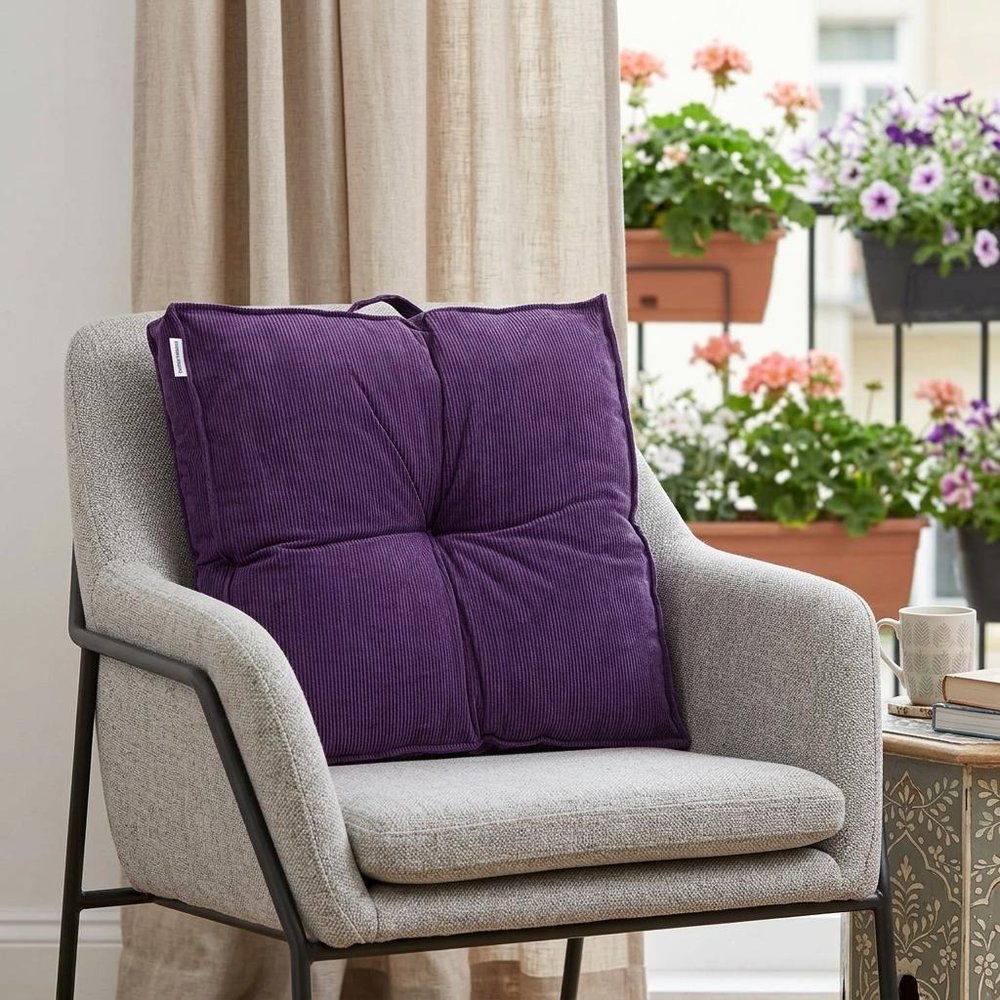 Corduroy Styled Purple Tufted Floor Pillow
