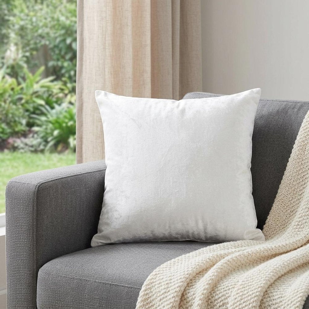 22" White Cotton Blend Throw Pillow