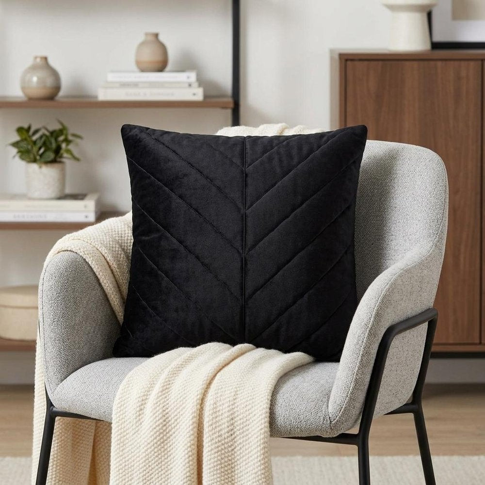 20" Black Cotton Blend Throw Pillow
