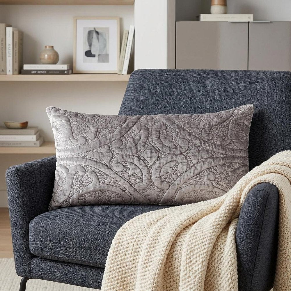 12" X 24" Taupe Cotton Blend Throw Pillow