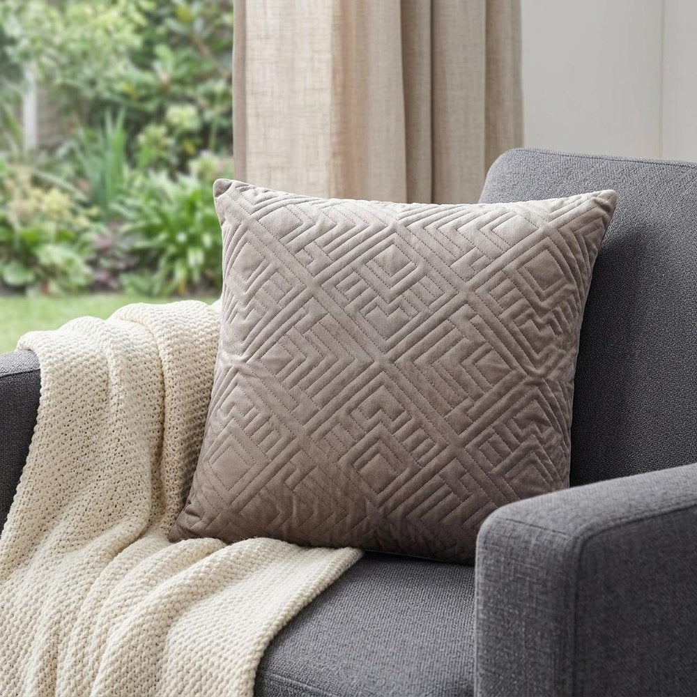 20" Taupe Cotton Blend Throw Pillow