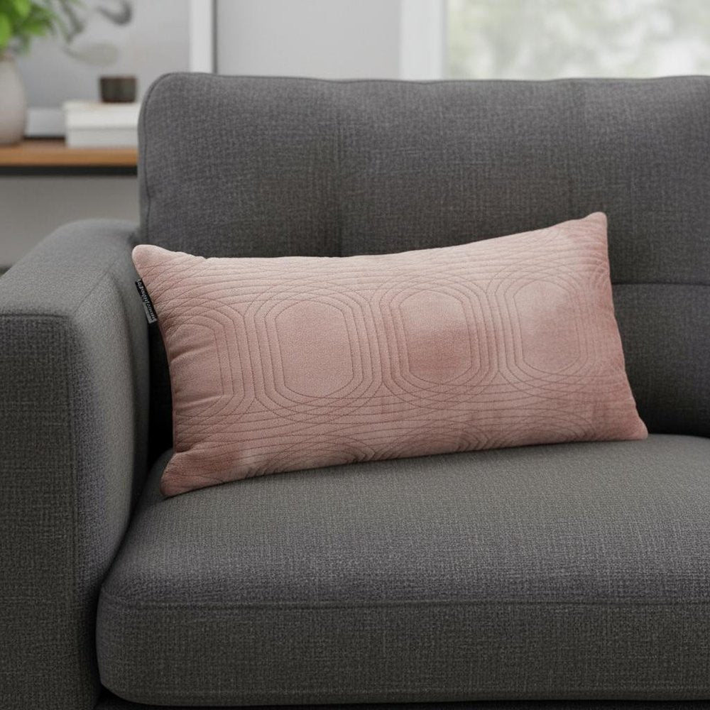 12" X 24" Pink Cotton Blend Throw Pillow