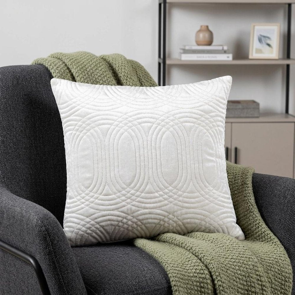 20" White Cotton Blend Throw Pillow