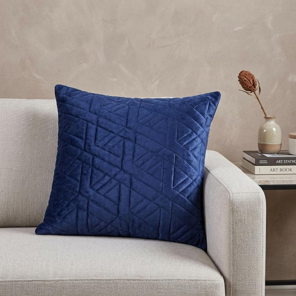 20" Blue Cotton Blend Throw Pillow