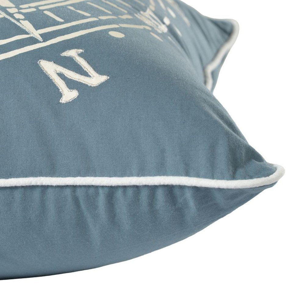 18" Navy and White Nautical Compass Throw Pillow