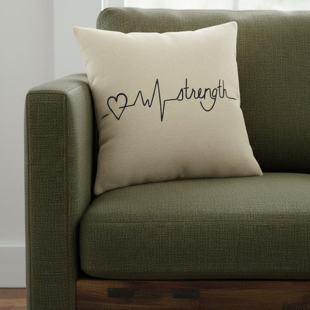 Black Taupe Canvas Strength Throw Pillow