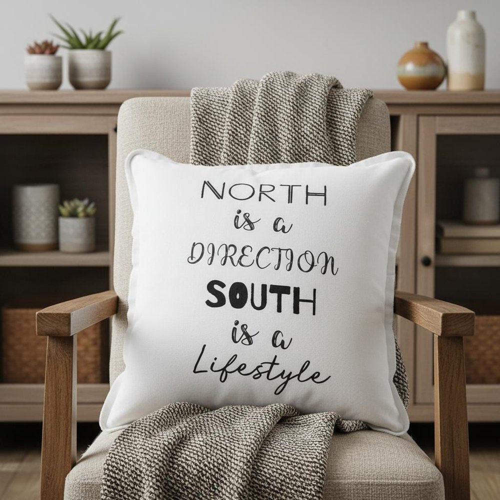 Black and White North South Font Play Throw Pillow