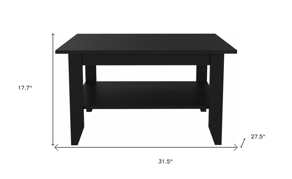 32" Black Coffee Table With Shelf