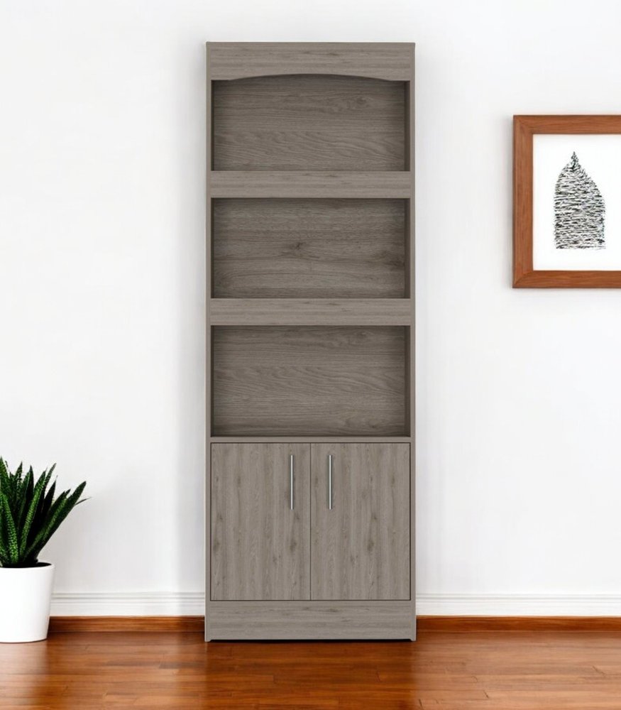 71" Three Tier Bookcase with Two doors
