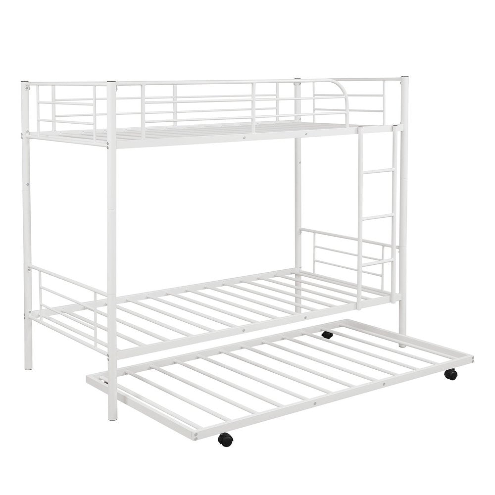 White Twin over Twin Traditional Steel Bunk Bed