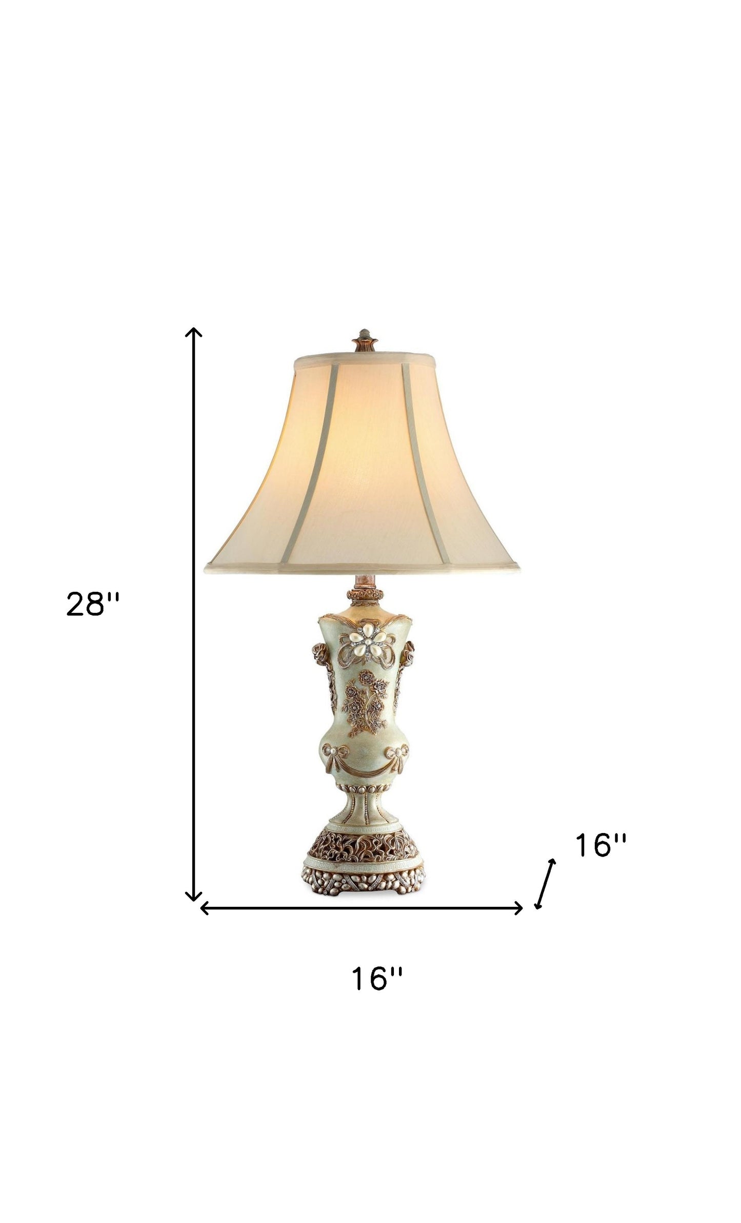 Vintage Silver Table Lamp with Rose Accents