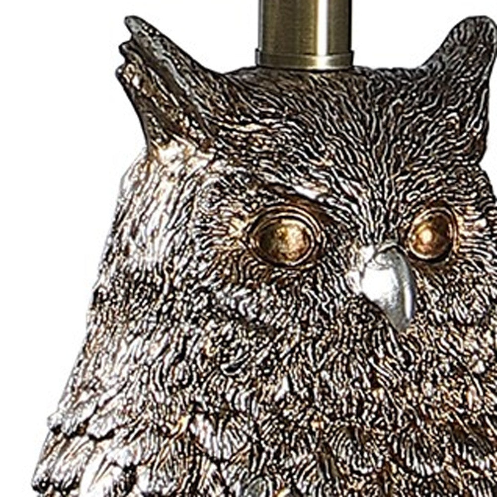 28” Antiqued Silver Resin Owl Table or Desk Lamp