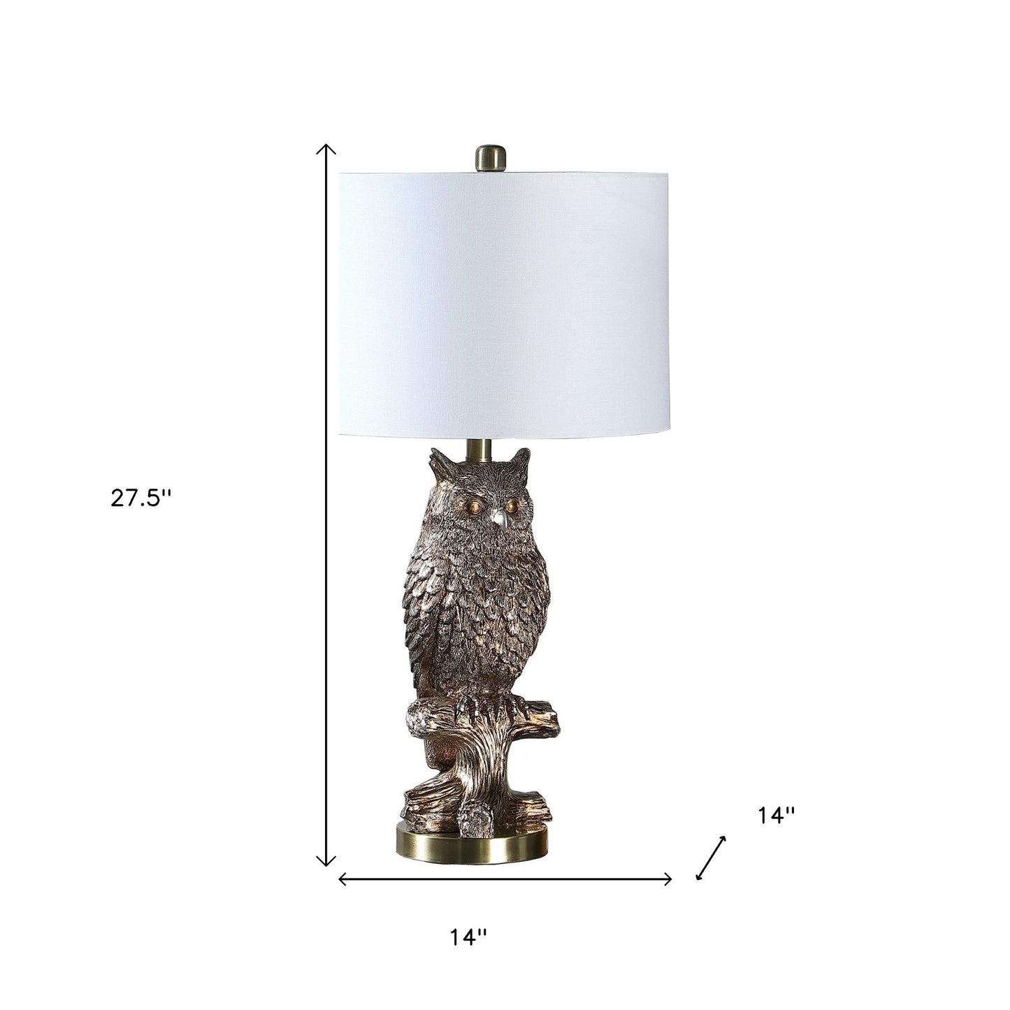 28” Antiqued Silver Resin Owl Table or Desk Lamp
