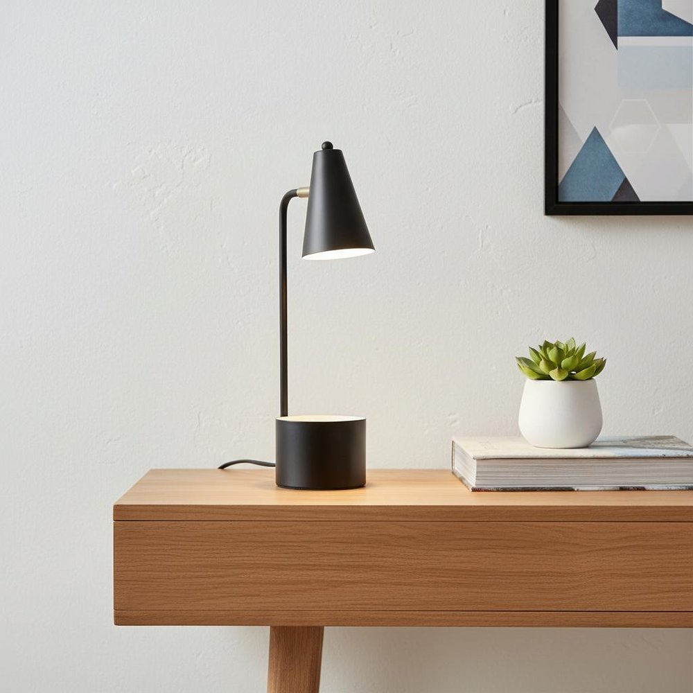 20" Black Desk Table Lamp With Black Cone Shade