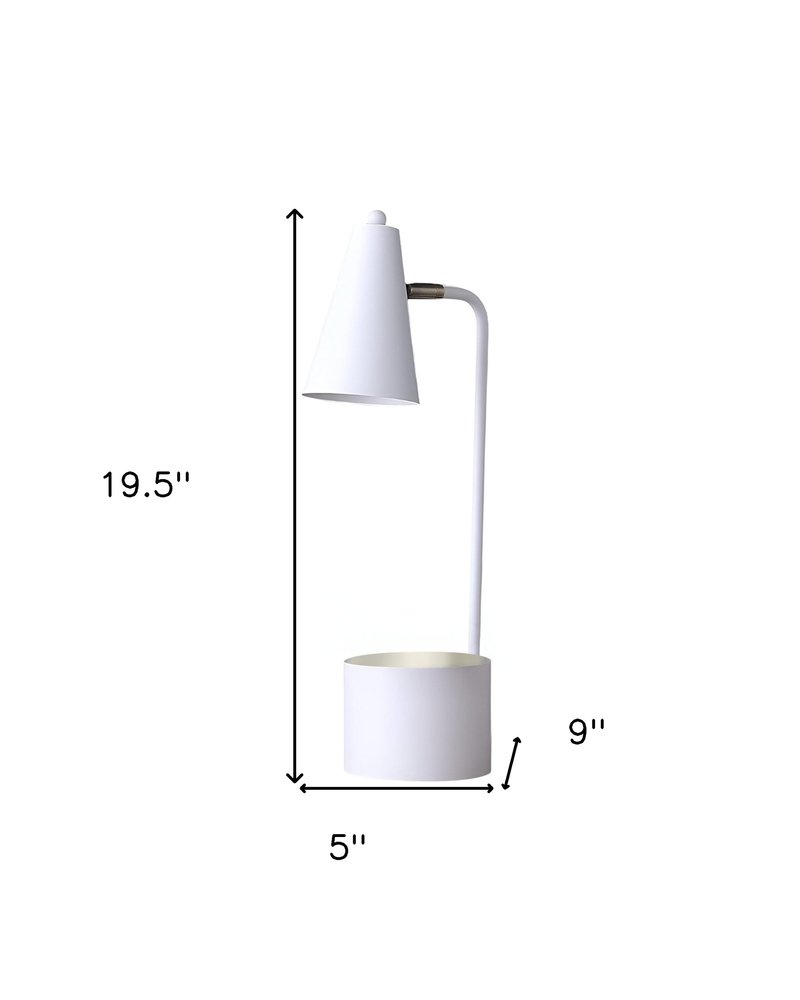 20" Compact White Student Metal Desk Lamp