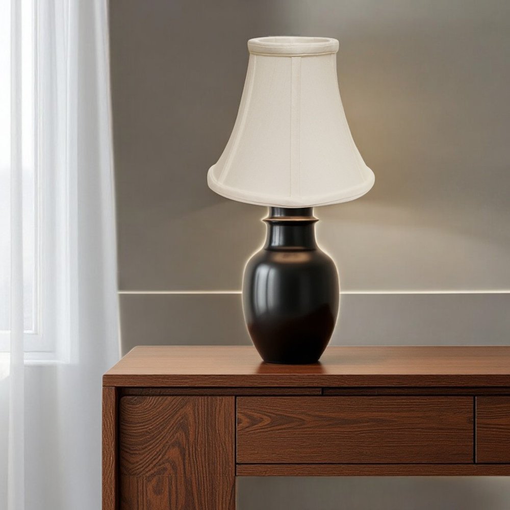 White Monay Shantung Silk Bell Lamp Shade