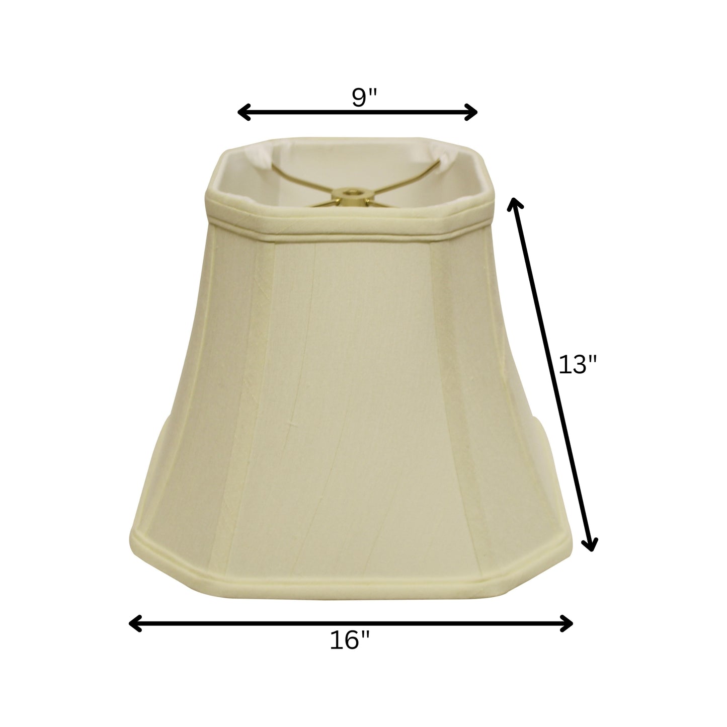 16" Ivory Slanted Square Bell Monay Shantung Lampshade