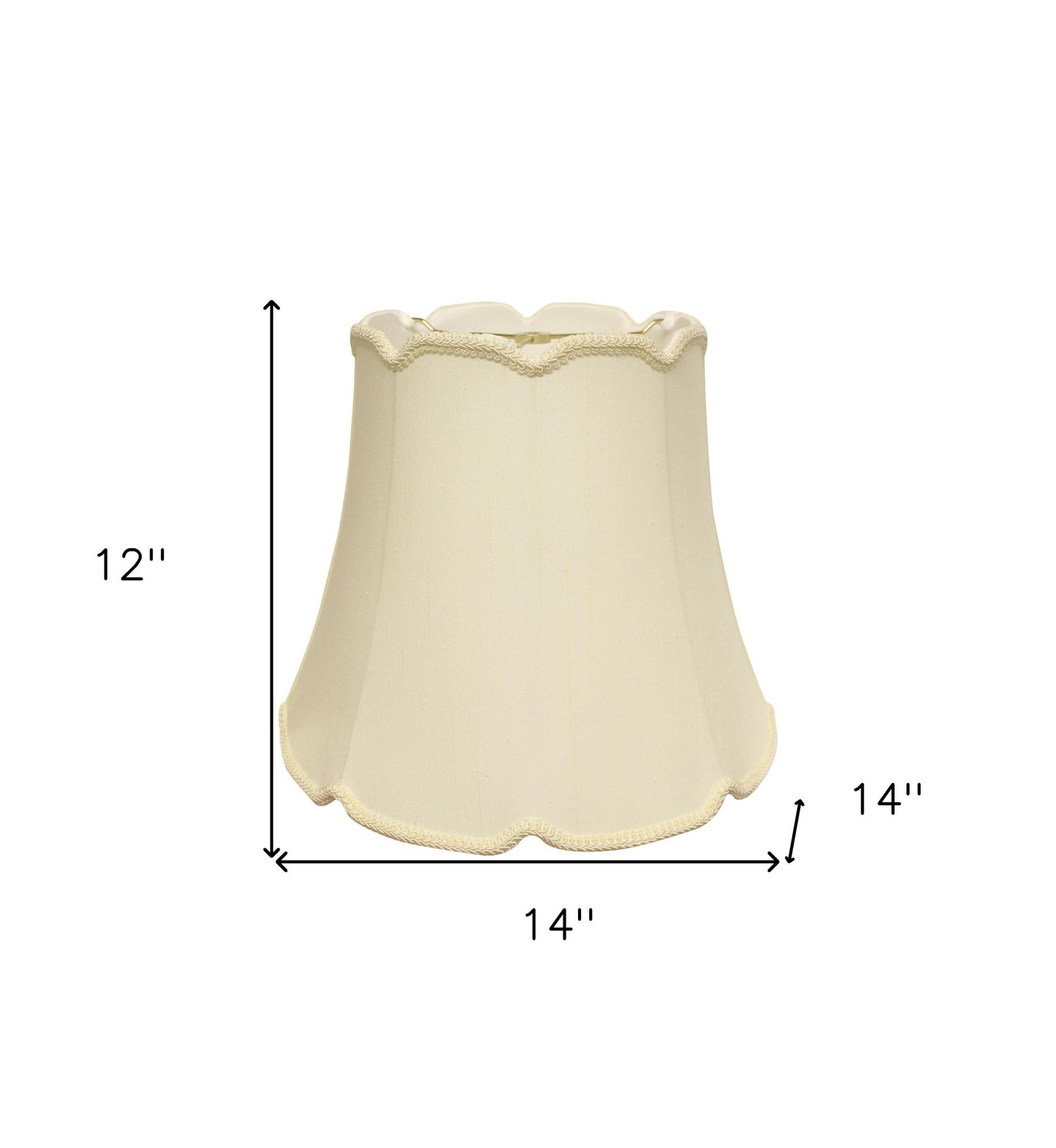 14" Ivory Empire Slanted Cylinder Scroll Edge Silk Lampshade