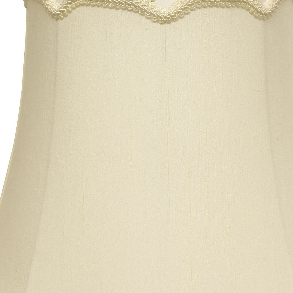 14" Ivory Empire Slanted Cylinder Scroll Edge Silk Lampshade