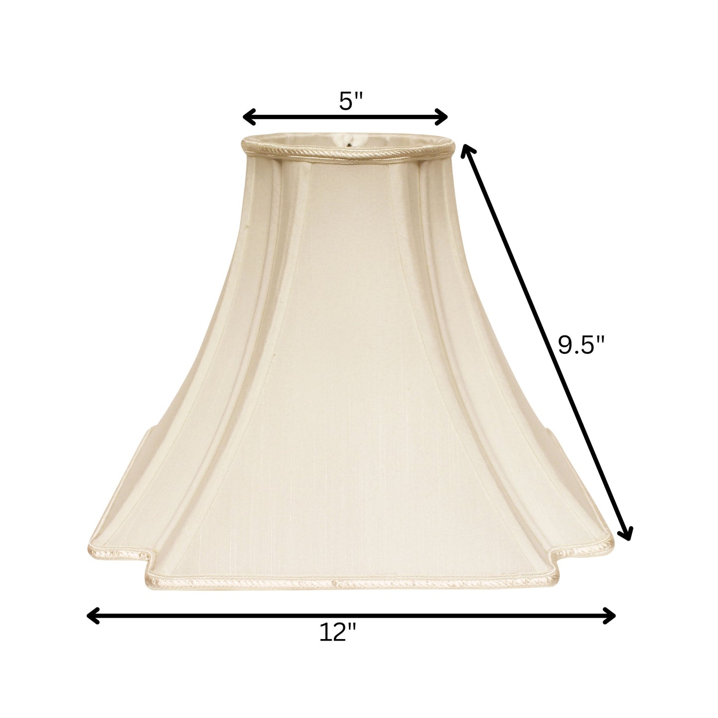 12" Ivory Slanted Notch Square Shantung Lampshade