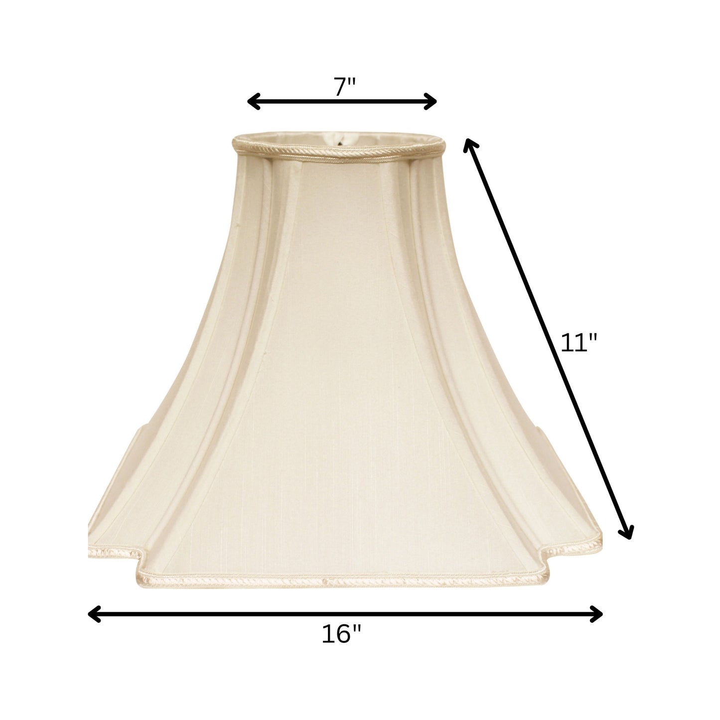 16" Ivory Slanted Notch Square Shantung Lampshade