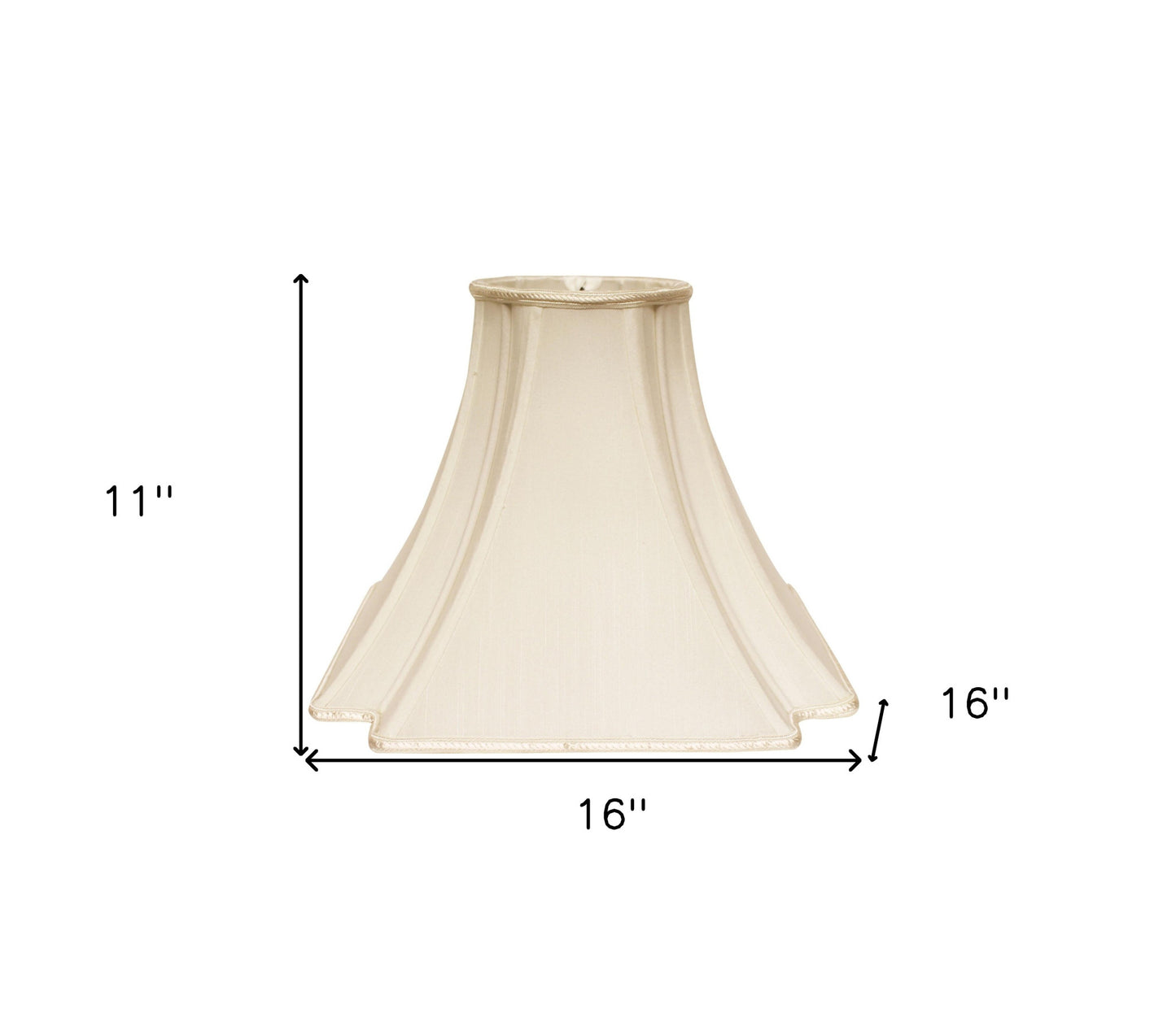 16" Ivory Slanted Notch Square Shantung Lampshade
