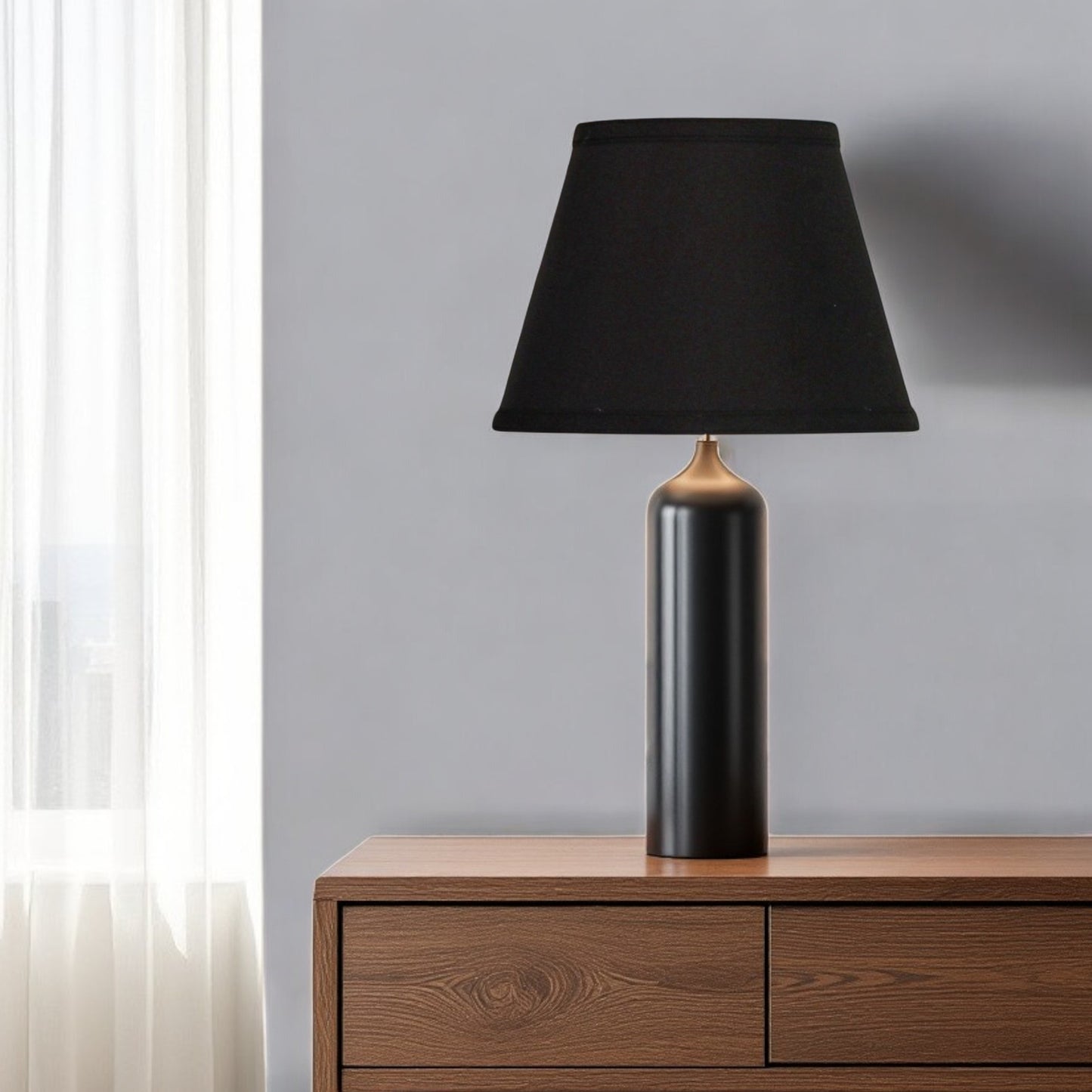 10" Black with White Empire Hardback Slanted Shantung Lampshade