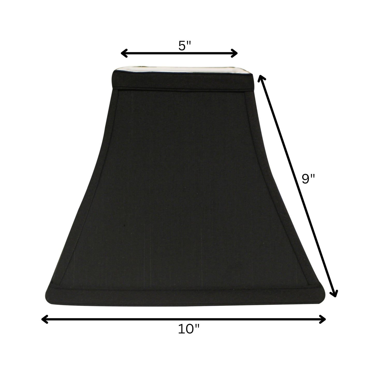 10" Black with White Lining Square Bell Shantung Lampshade