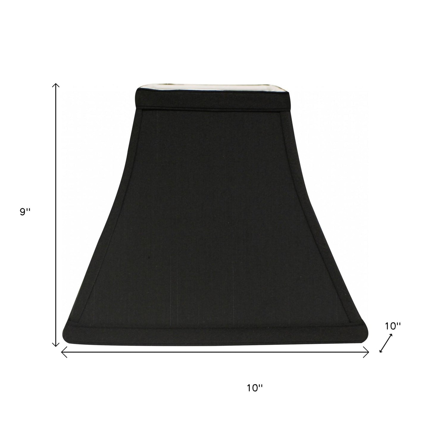 10" Black with White Lining Square Bell Shantung Lampshade