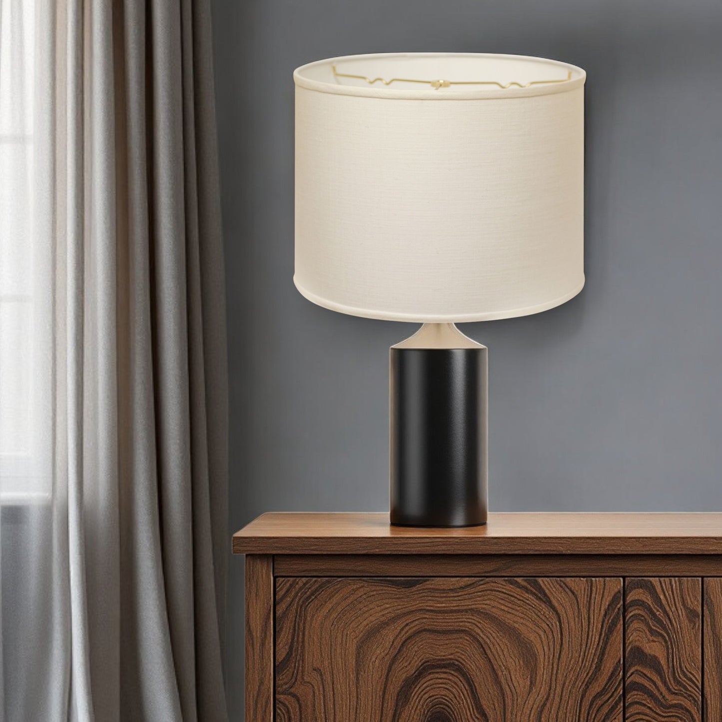 14" Parchment Biege Throwback Drum Linen Lampshade