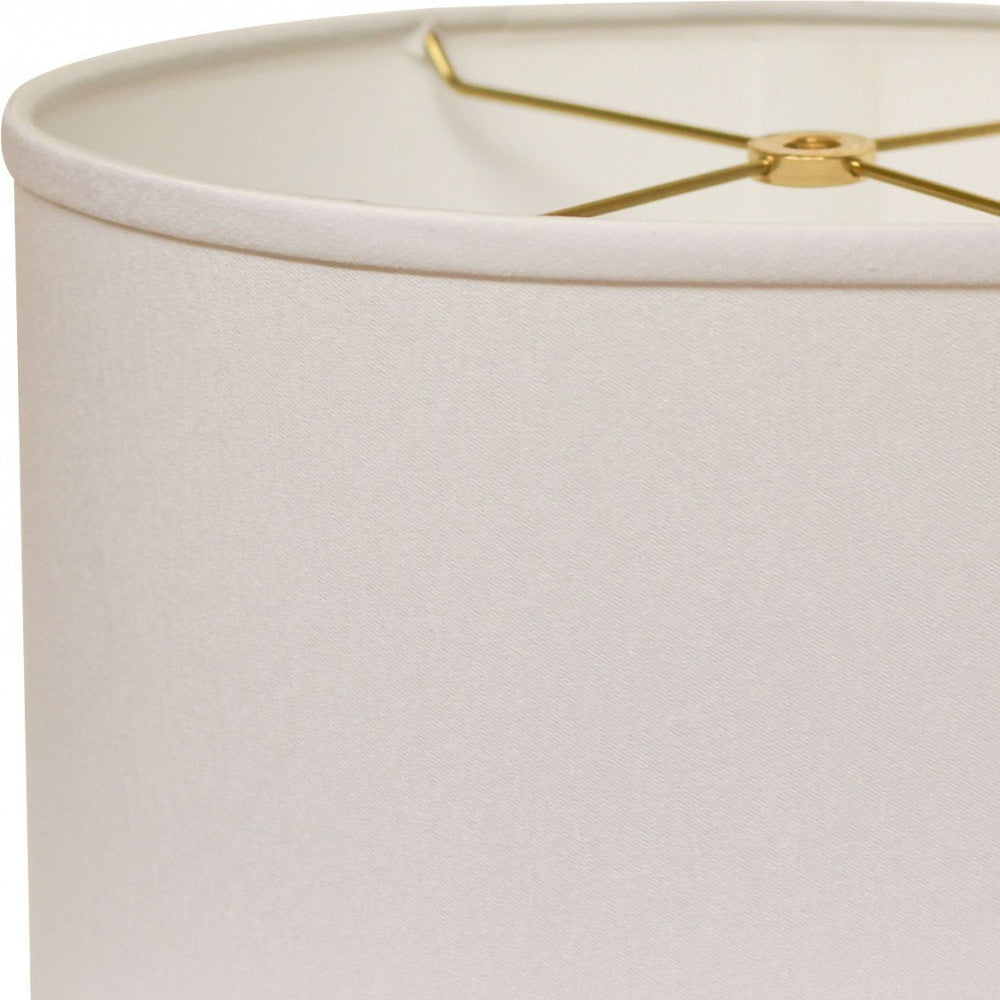 14" White Throwback Oval No Slub Lampshade