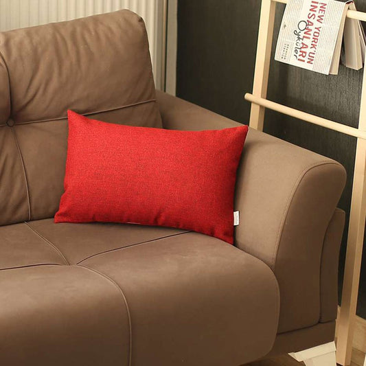 12" X 20" Red Lumbar Throw Pillow Cover