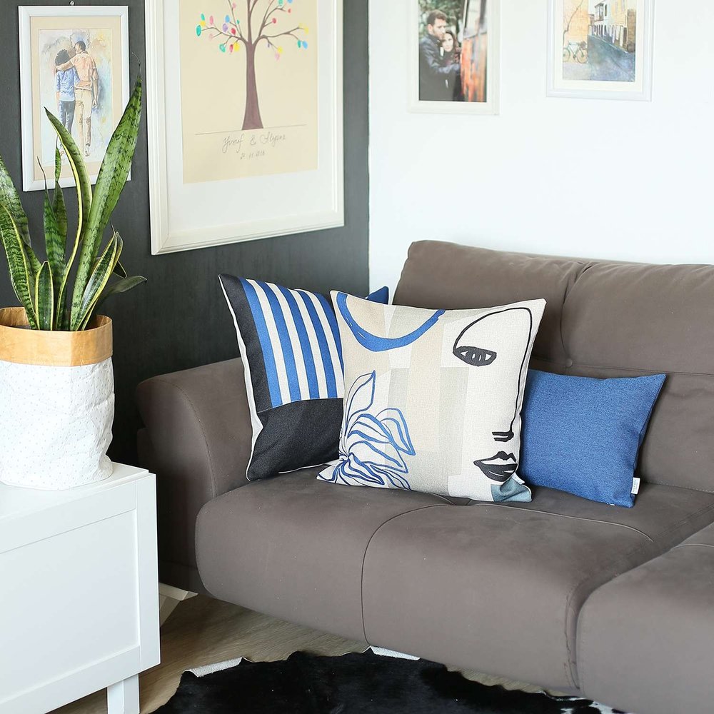 12" X 20" Blue Lumbar Throw Pillow Cover