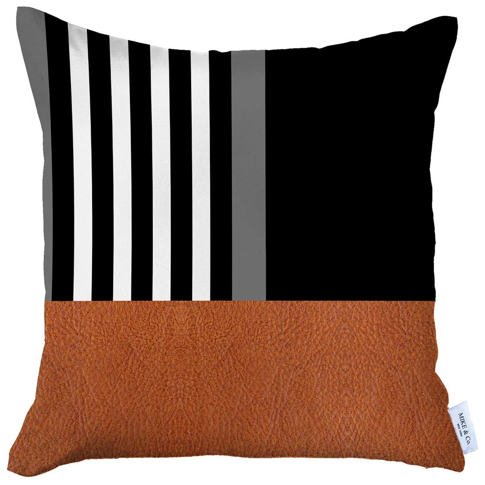 18" Brown and Black Throw Pillow Cover
