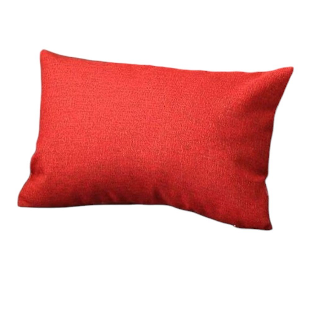 Set of Two 12" X 20" Red Fabric Lumbar Throw Pillows