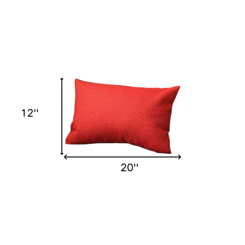 Set of Two 12" X 20" Red Fabric Lumbar Throw Pillows