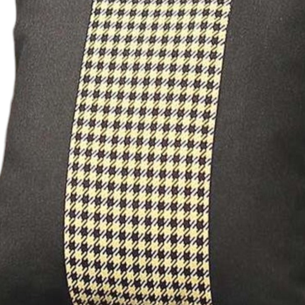Set of Two 18" Black and Yellow Houndstooth Fabric Throw Pillows