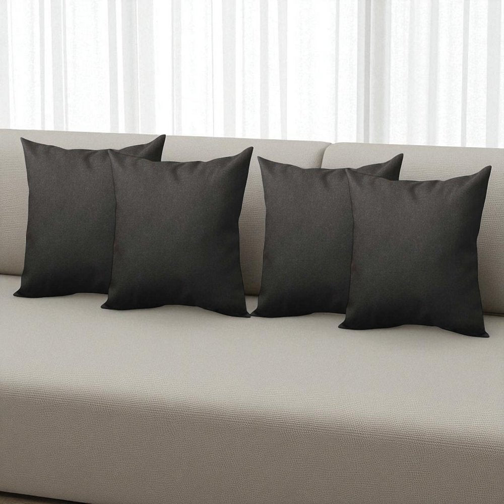 Set of Four Black Throw Pillow